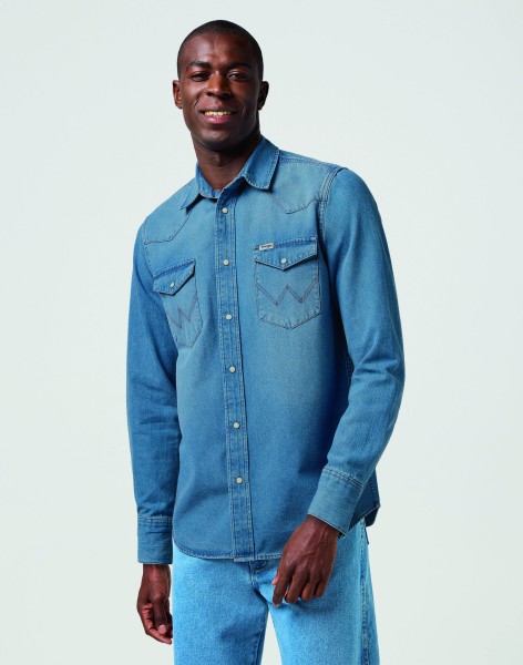 WRANGLER WESTERN Jeanshemd mid light wash 112362744