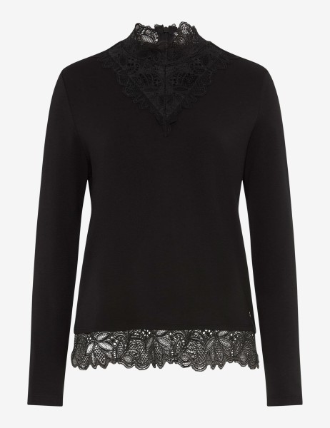 BRAX CARINA.L Langarm Shirt mit Spitze schwarz 90676200 90-0070-02