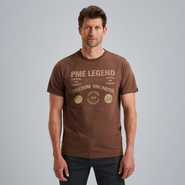 PME LEGEND Kurzarm Shirt Rundhals marron jersey PTSS2509566-8203