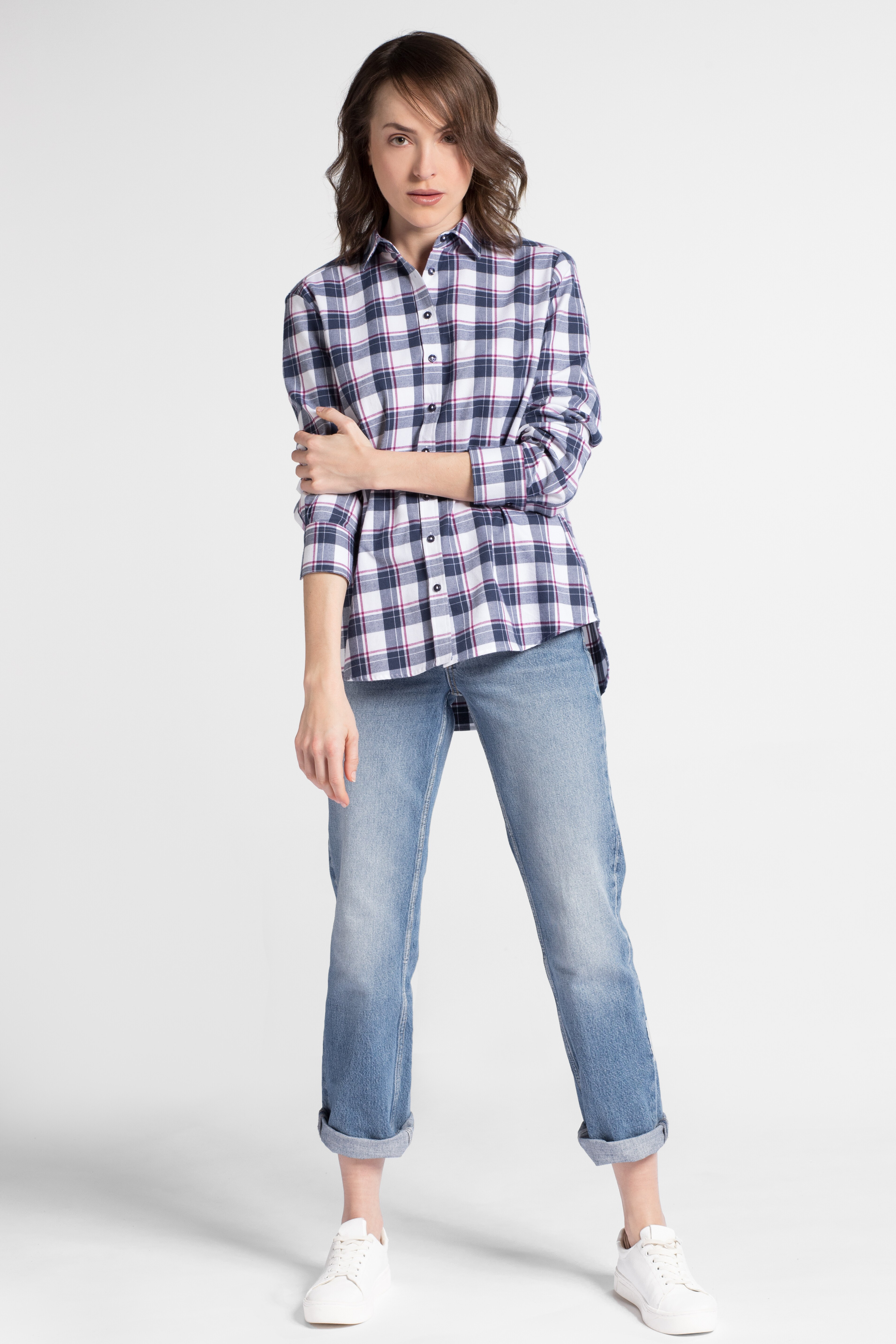 Bluse | | MODERN CLASSIC | Eterna | 6268 blau-weiß Blusen | kariert Flannel Langarm Fit Modern Damen ETERNA D614.19 Jeans-Manufaktur Bekleidung