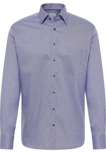 ETERNA MODERN FIT Langarm Hemd mittelblau bedruckt twill 4220-14-X181