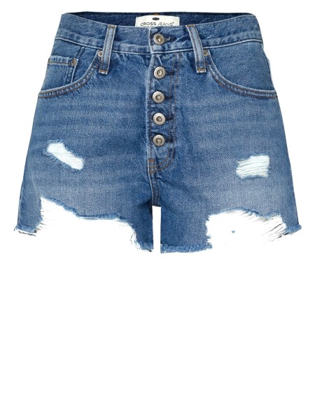 CROSS JEANS NEW SHORT mid blue destroyed A611-014