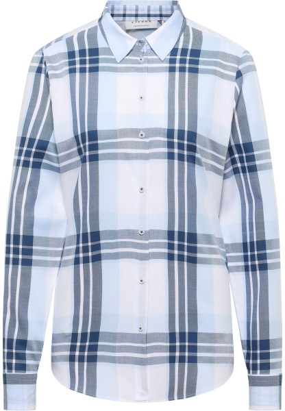 ETERNA REGULAR FIT Langarm Bluse himmelblau kariert 6126-11-D935