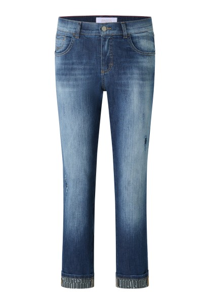 ANGELS DARLEEN CROP TU FONT mid blue used destroyed 350 8108.3388 - WEST COAST DENIM