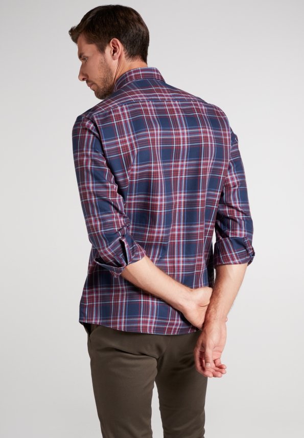 ETERNA COMFORT FIT UPCYCLING SHIRT Langarm Hemd blau-rot kariert  2403-57-QS9L | Jeans-Manufaktur