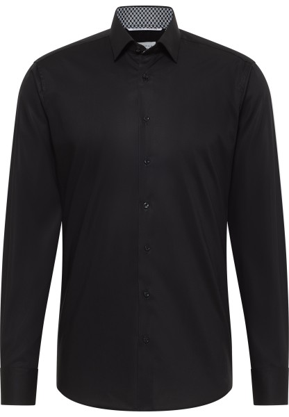 ETERNA SLIM FIT Natural Stretch Langarm Hemd schwarz popeline 1282-39-F141 - Dynamic Cotton