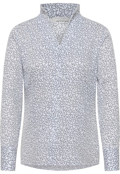ETERNA REGULAR FIT Langarm Bluse weiß/schwarz satin print 7024-01-D266