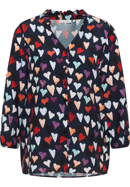 ETERNA LOOSE FIT 3/4-Arm Bluse marine heart print 7178-18-R365
