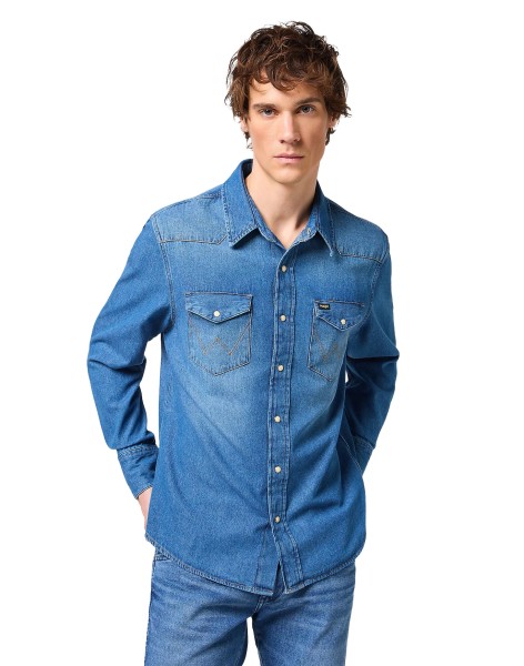 WRANGLER 27MW WESTERN SHIRT Jeanshemd mid stone 112341913