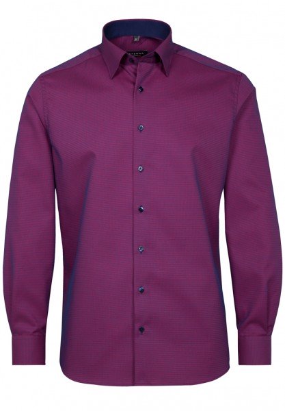 ETERNA COMFORT FIT Langarm Hemd magenta-blau strukturiert 3058-55-E12X