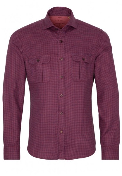 ETERNA SLIM FIT UPCYCLING SHIRT Langarm Hemd blau-rot kariert 2399-57-M082