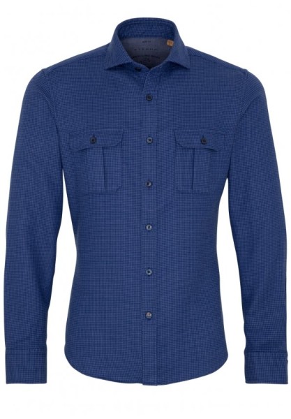 ETERNA SLIM FIT UPCYCLING SHIRT Langarm Hemd dunkelblau kariert 2399-17-M082