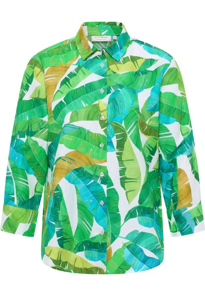 ETERNA REGULAR FIT 3/4-Arm Bluse grün floral leinen 7180-40-R352 - LINEN SHIRT
