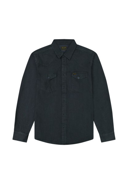 WRANGLER WESTERN SHIRT Langarm Jeanshemd rinse black 112378427