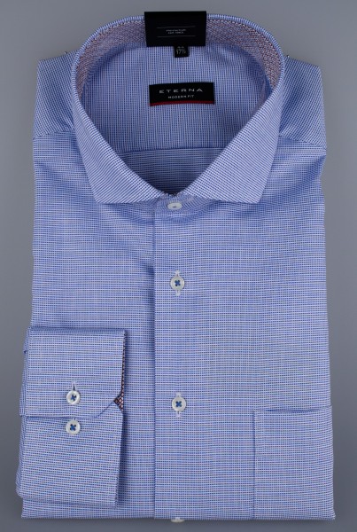 ETERNA MODERN FIT Langarm Hemd hellblau kleinkariert 8231-15-X14V
