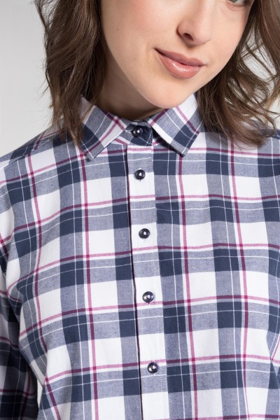 ETERNA MODERN CLASSIC Langarm Flannel Bluse blau-weiß kariert 6268 D614.19