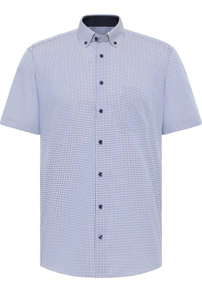 ETERNA MODERN FIT Kurzarm Hemd beige-blau kariert popeline 8913-24-C146
