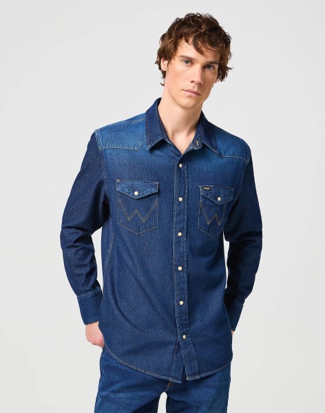 WRANGLER 27MW WESTERN SHIRT Jeanshemd dark stone 112341088