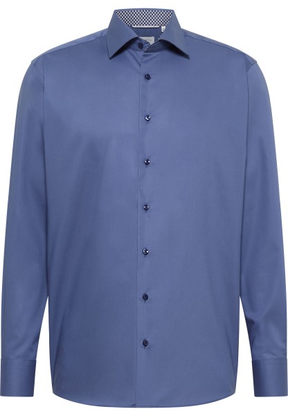 ETERNA MODERN FIT Natural Stretch Langarm Hemd dunkelblau popeline 1082-17-X14K - Dynamic Cotton