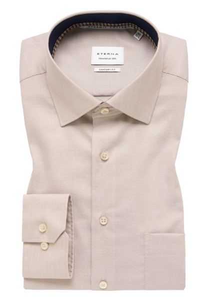 ETERNA COMFORT FIT Langarm Hemd twill beige 1246-23-E15K - Dynamic Cotton