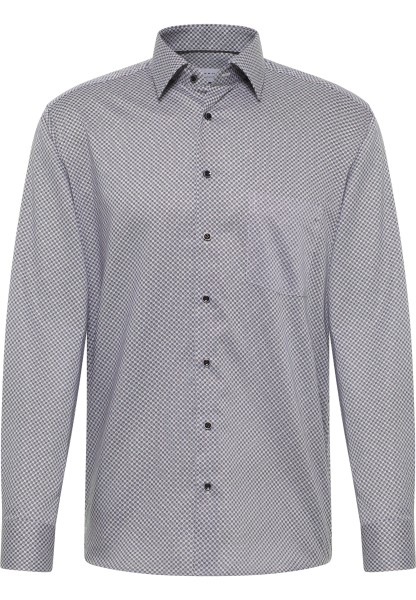 ETERNA MODERN FIT Langarm Hemd stahlgrau bedruckt twill 4220-35-X181