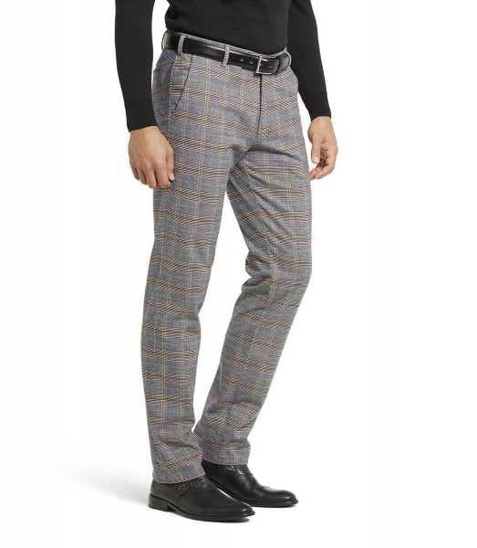 MEYER EXCLUSIVE BONN Chino grey multicoloured checkered 2-8568-34