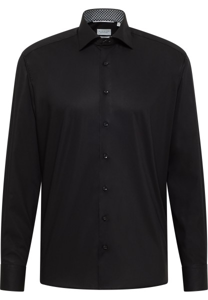 ETERNA MODERN FIT Natural Stretch Langarm Hemd schwarz popeline 1282-39-X14K - Dynamic Cotton