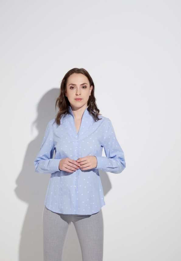 Fit Bekleidung ETERNA gepunktet Bluse | Jeans-Manufaktur FIT hellblau-weiß Damen REGULAR Regular Langarm | fil-coupé Blusen | D775.12 Eterna | | 5139