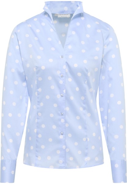 ETERNA REGULAR FIT Langarm Bluse hellblau-weiß gepunktet Satin 7691-11-D266