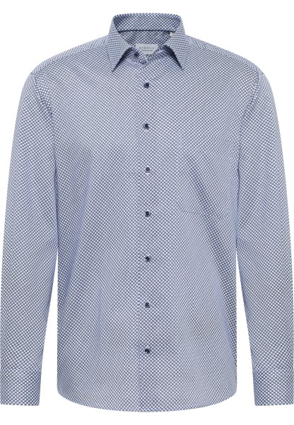 ETERNA COMFORT FIT Langarm Hemd mittelblau twill print 4220-14-E181