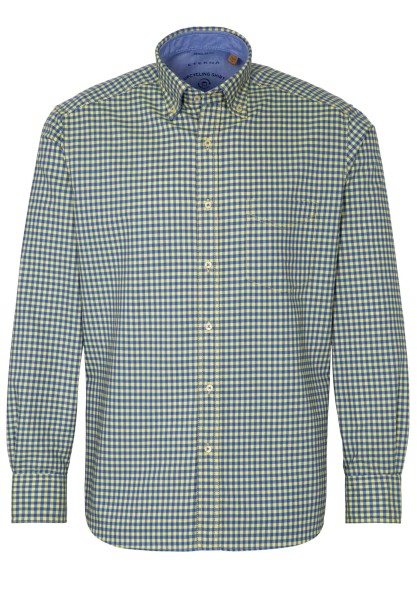 ETERNA REGULAR FIT UPCYCLING Langarm Hemd oxford gelb-blau kariert 2478-74-VS5B