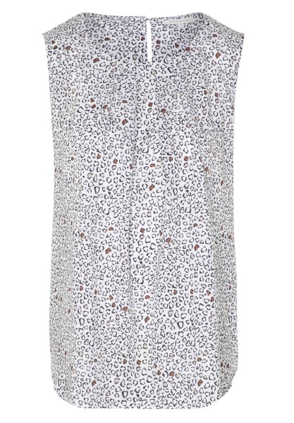 ETERNA CLASSIC FIT Ohne Arm Bluse weiss gepunktet satin 7472-01-A673